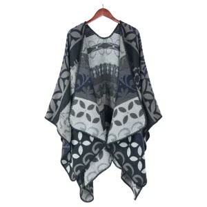 Emilie scarves poncho cape gray-anthracite shawl