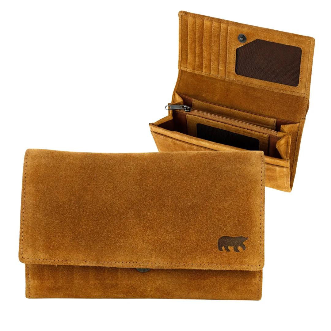 Suède RFID Overslag portemonnee 'Sweety' XL cognac - Afbeelding 2