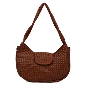Gevlochten buideltasje 'Amelie' cognac
