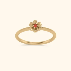 Elegant Tiny Carnelian Flower ring