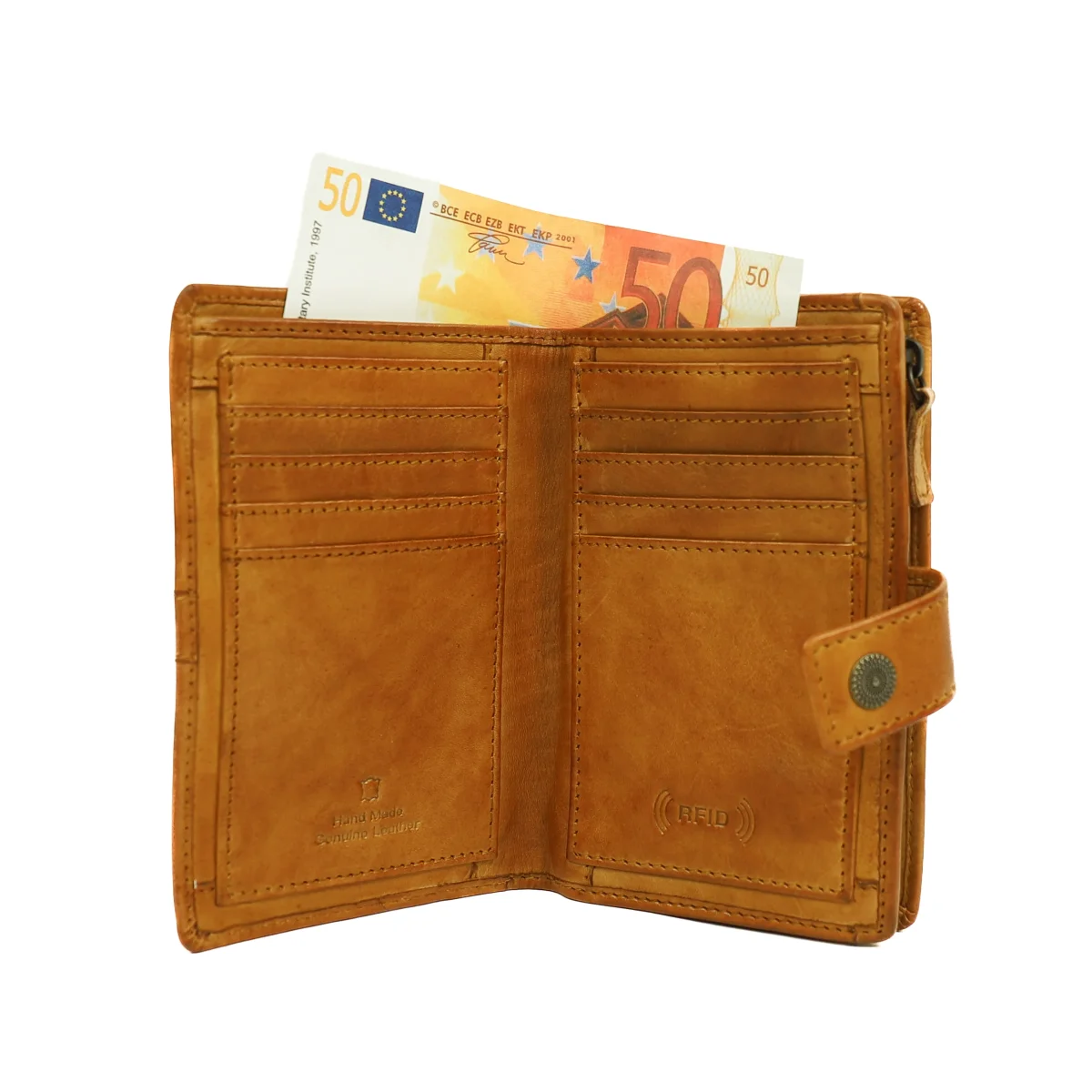 Portemonnee 'Sanne' geel studs - Afbeelding 5