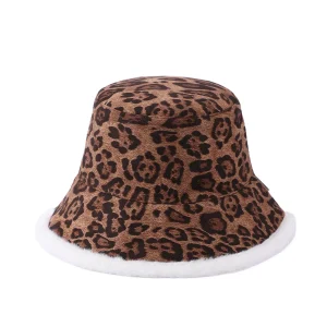 Leopard print bucket hat reversible