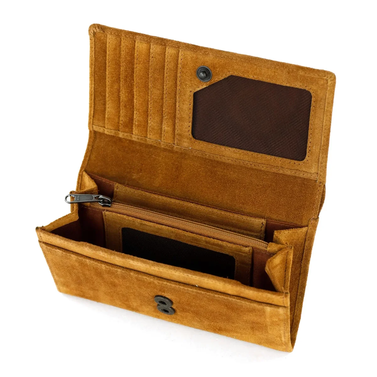 Suède RFID Overslag portemonnee 'Sweety' XL cognac - Afbeelding 4