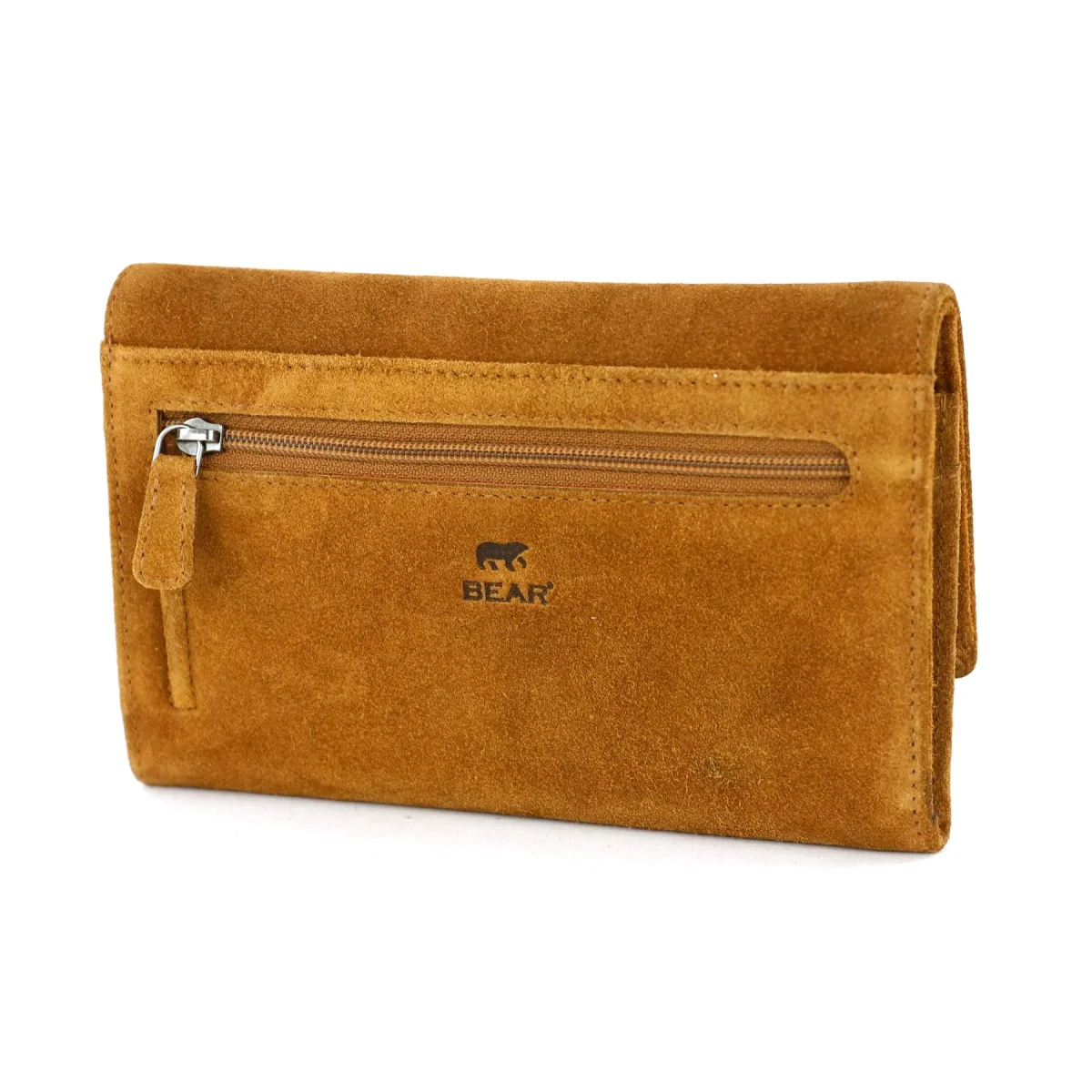 Suède RFID Overslag portemonnee 'Sweety' XL cognac - Afbeelding 6